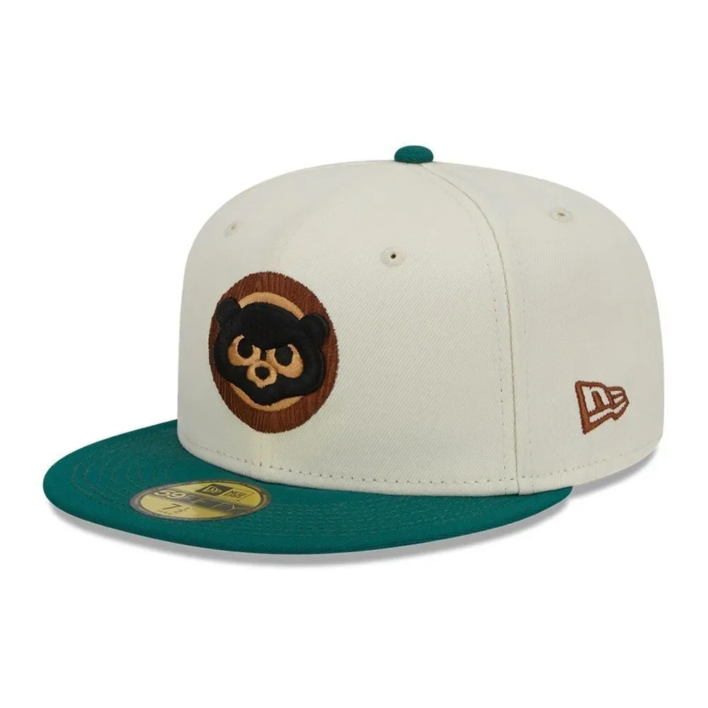 New Era 59Fifty Chicago Cubs White Cooperstown Collection Camp Fitted Hat‎ Nwt